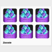 Sticker Carré Turquoise violet Fabrique Black Balloons Party (Feuille)