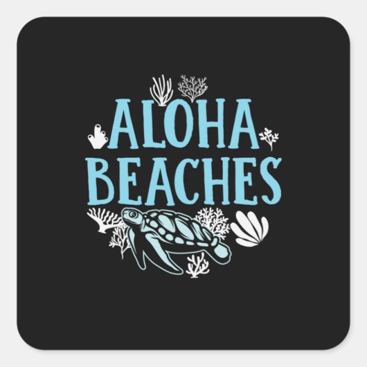 Sticker Carré Turtle Lover | Aloha Beaches (Devant)
