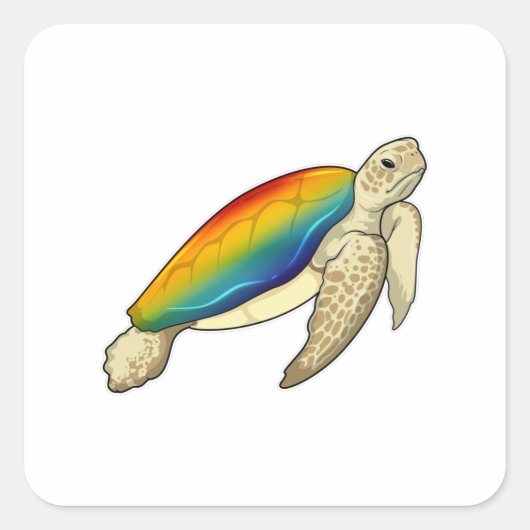 Sticker Carré Turtle Rainbow (Devant)