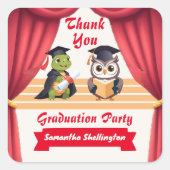 Sticker Carré "Turtley Wise : Un hibou-stravaganza diplômé !" (Devant)