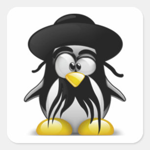 Sticker Carré Tux juif (Linux Tux)