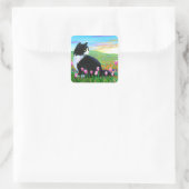 Sticker Carré Tuxedo Cat Tulips Créationarts (Sac)