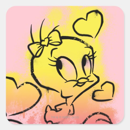 Sticker Carré TWEETY™ Avec Coeurs (Devant)