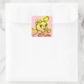 Sticker Carré TWEETY™ Avec des cœurs (Sac)