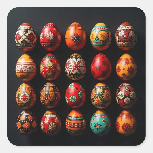 Sticker Carré Twenty Warm Tone Easter Eggs (Devant)