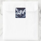 Sticker Carré Twin Pegasus contre le ciel bleu foncé (Sac)