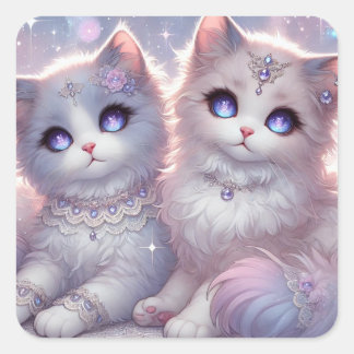 Sticker Carré Twin Princess Cats