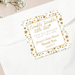 Sticker Carré Twink, Twinkle Little Star Baby shower Merci