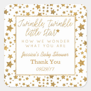 Sticker Carré Twink, Twinkle Little Star Baby shower Merci
