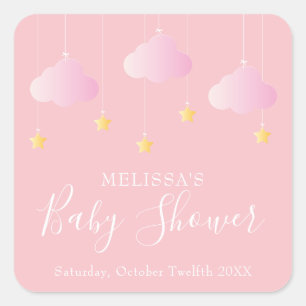 Sticker Carré Twinkle scintiller petit baby shower étoile rose