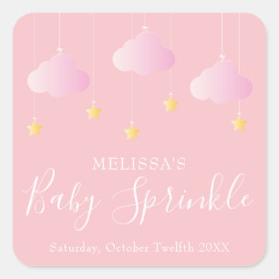 Sticker Carré Twinkle sprinkle petite étoile baby shower rose