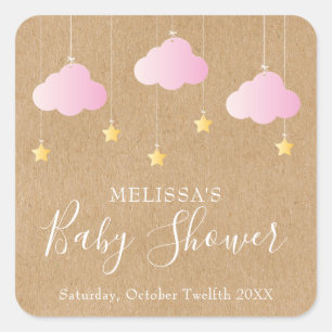 Sticker Carré Twinkle Twinkle rose Baby Girl Douche / Sprinkle