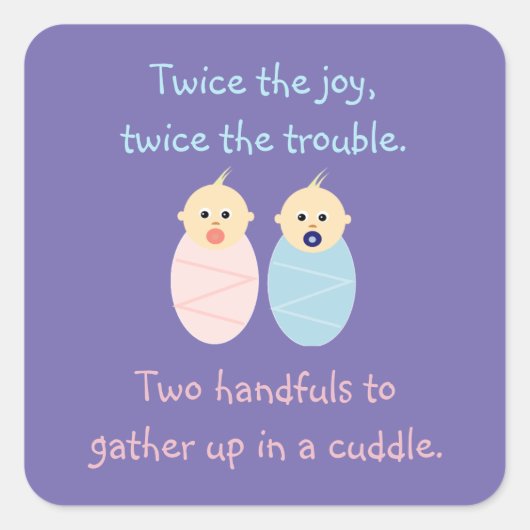 Sticker Carré Twins = Deux fois la joie (Devant)