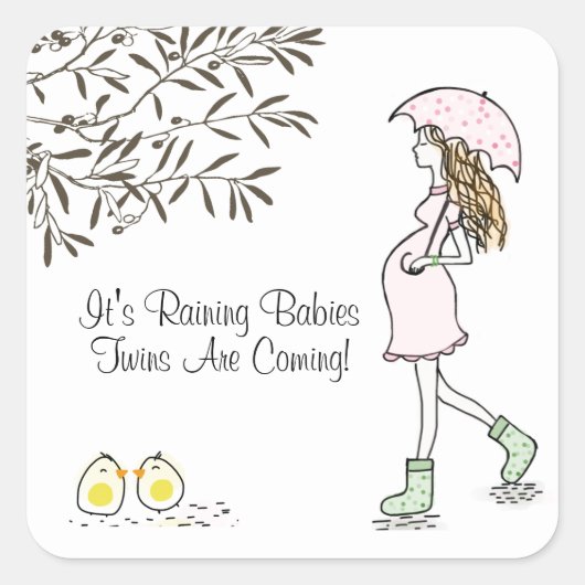 Sticker Carré Twins Pregnancy Announcement (Devant)