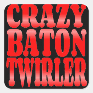 Sticker Carré Twirler de bâton fou en rouge