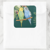 Sticker Carré Two cute bleu et green Budgies (Sac)
