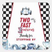 Sticker Carré Two Fast 2nd birthday Boy Racing Thank You  (Devant)