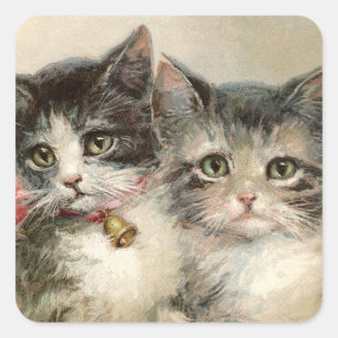 Sticker Carré Two lovely Victorian kittens