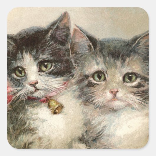 Sticker Carré Two lovely Victorian kittens (Devant)