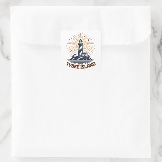Sticker Carré Tybee Island Georgia Phare Sunrise (Sac)