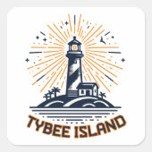 Sticker Carré Tybee Island Georgia Phare Sunrise (Devant)