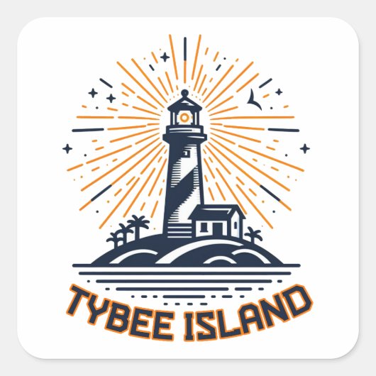 Sticker Carré Tybee Island Georgia Phare Sunrise (Devant)