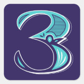 Sticker Carré Type Art : Numéro trois (Devant)