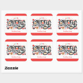 Sticker Carré Typographe de Merry Christmas (Feuille)