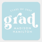 Sticker Carré Typographie audacieuse Graduation Sky Blue (Devant)