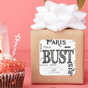 Sticker Carré Typographie Calligraphie Paris France Tour Eiffel