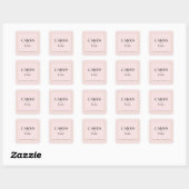 Sticker Carré Typographie Chic Nom Blush Pink Business Website (Feuille)