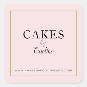 Sticker Carré Typographie Chic Nom Blush Pink Business Website