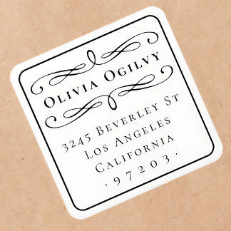 Sticker Carré Typographie classique Nom personnalisé Adresse de 