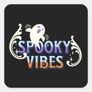 Sticker Carré Typographie de lettrage d'Halloween avec des vibra