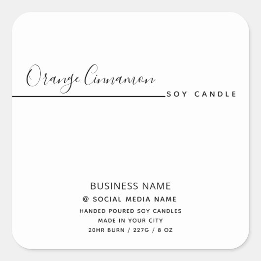 Sticker Carré Typographie de luxe moderne simple blanc produit c (Devant)