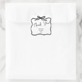 Sticker Carré Typographie de Merci de Bow Whimsical tiré à la ma (Sac)