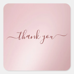 Sticker Carré Typographie de texte personnalisé Rose Gold élégan