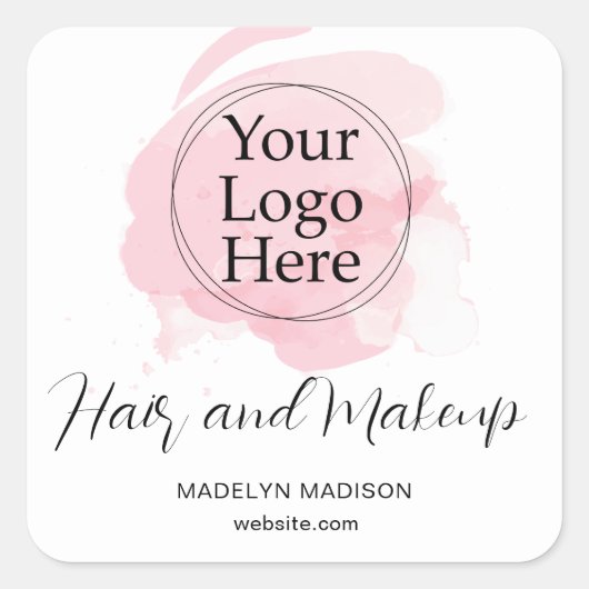 Sticker Carré Typographie de trait de brosse rose pour le logo d (Devant)