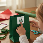 Sticker Carré Typographie des arbres de Noël rustiques et modern