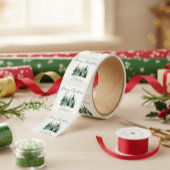 Sticker Carré Typographie des arbres de Noël rustiques et modern