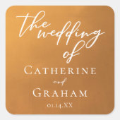 Sticker Carré Typographie d'or rustique Mariage de automne simpl (Devant)