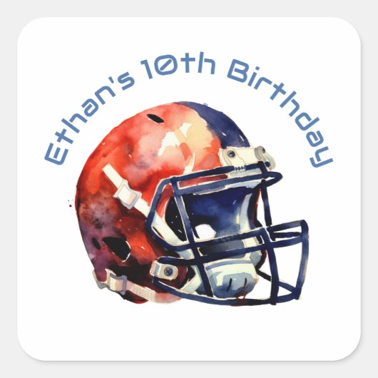 Sticker Carré Typographie du baseball bleu et rouge (Devant)