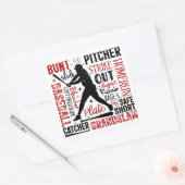 Sticker Carré Typographie du baseball, paroles et termes (Enveloppe)
