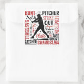 Sticker Carré Typographie du baseball, paroles et termes (Sac)