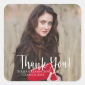 Sticker Carré Typographie du Merci moderne de graduation (Devant)
