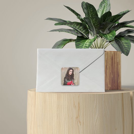 Sticker Carré Typographie du Merci moderne de graduation