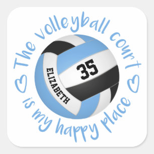 Sticker Carré typographie d'un terrain de volley-ball noir bleu