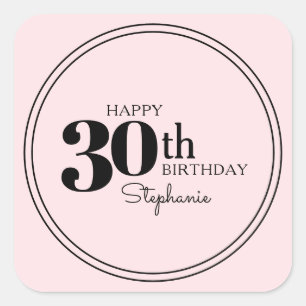 Sticker Carré Typographie élégante 30e anniversaire avec nom