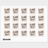 Sticker Carré Typographie Merci moderne Blush Pink Minimal (Feuille)
