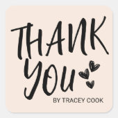 Sticker Carré Typographie Merci moderne Blush Pink Minimal (Devant)